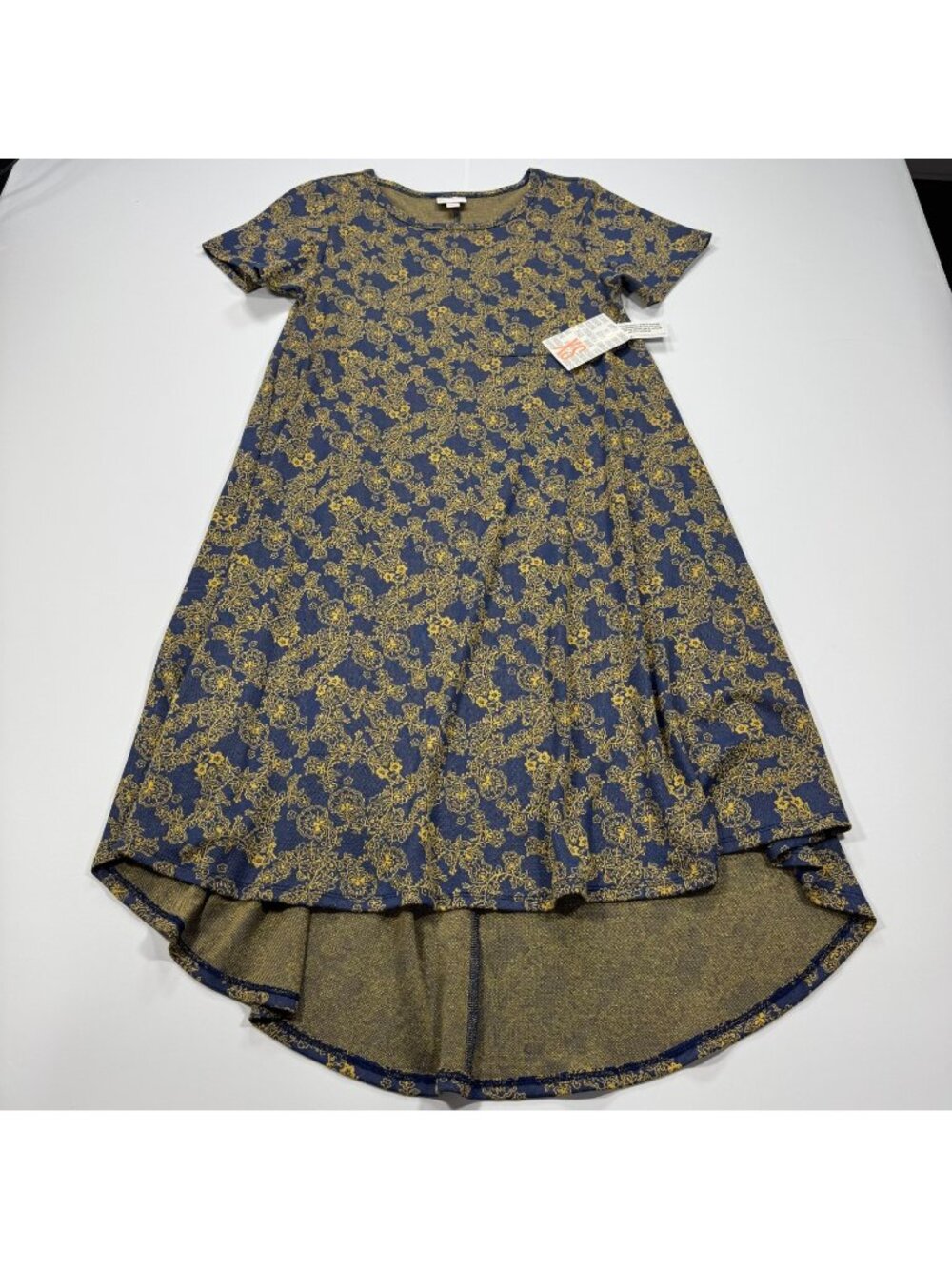 LuLaRoe Dress Women's XS Blue Floral Rayon A-Line Shirt Hi-Low Cocktail Stretch
